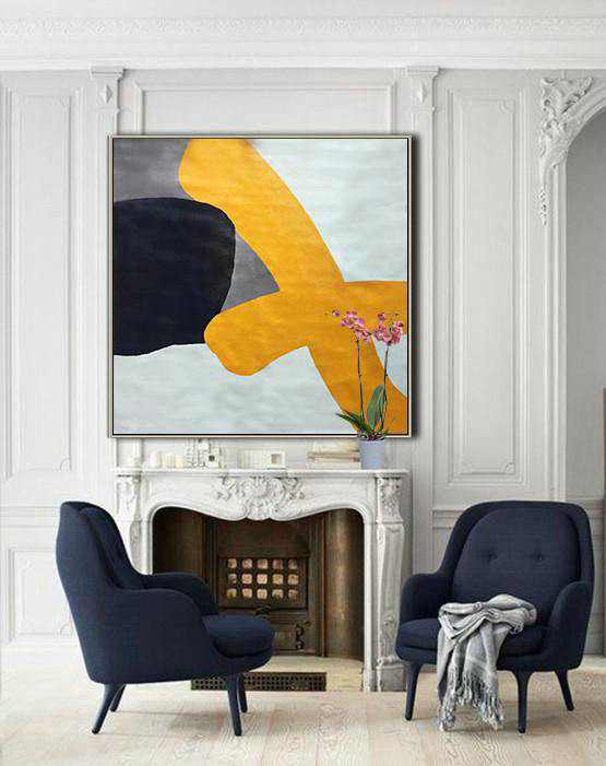 Handmade Large Contemporary Art,Oversized Contemporary Art,Abstract Art Decor Large Canvas Painting,Gold,White,Black,Grey.etc